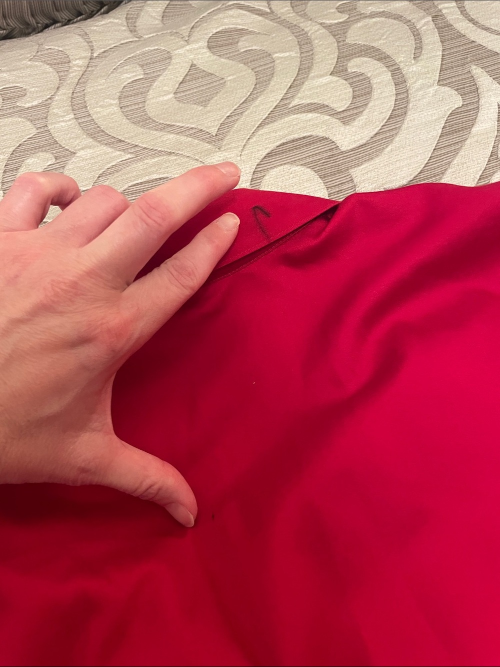 Chico's Bright Red No Iron Button-Down Tunic Top Size 3 - Picture 6 of 7